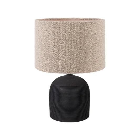 Grayvon Black Mango Wood Dome Lamp with Bouclé Shade