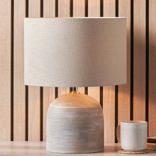 Grayvon Grey-Washed Dome Lamp with Grey Shade