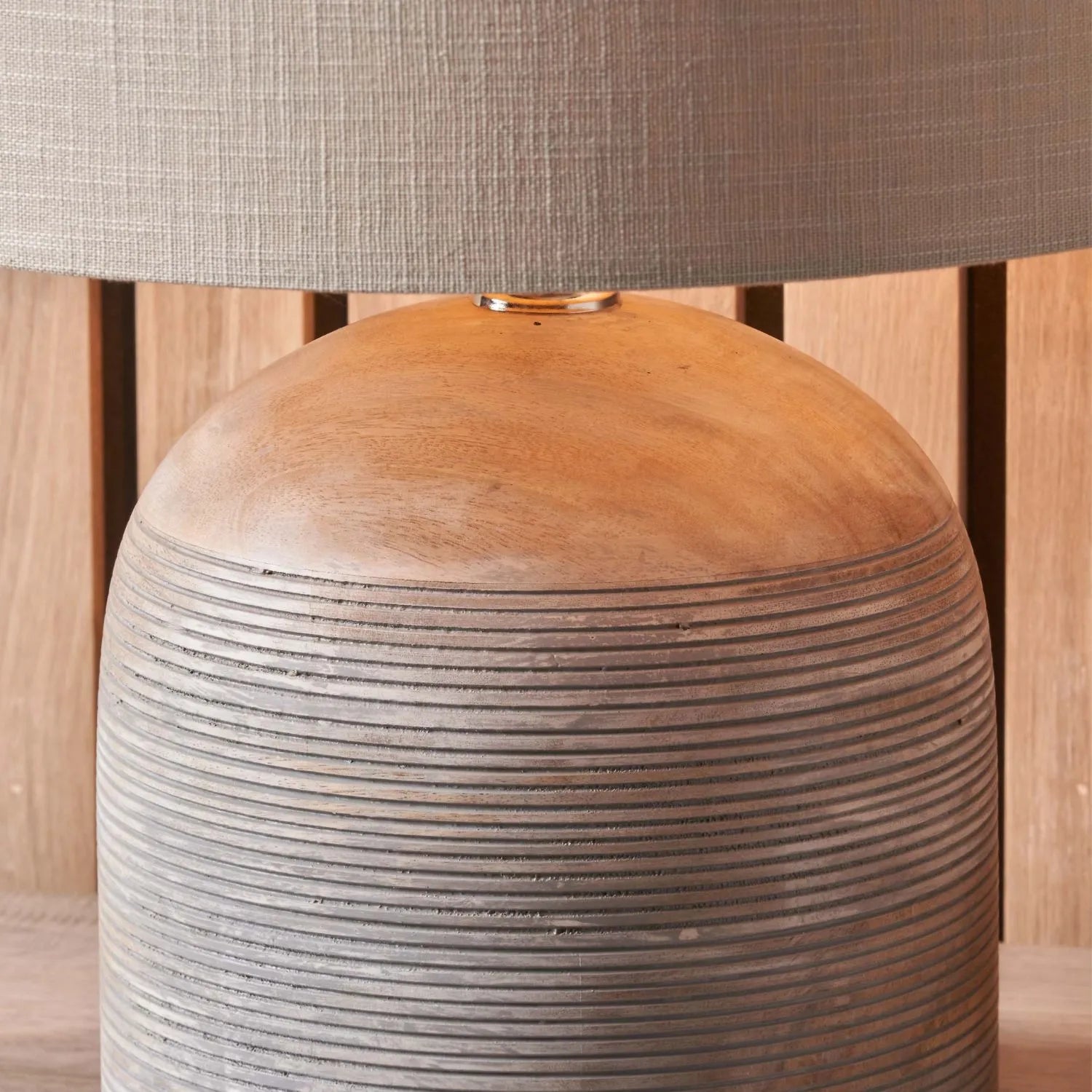 Grayvon Grey-Washed Dome Lamp with Grey Shade