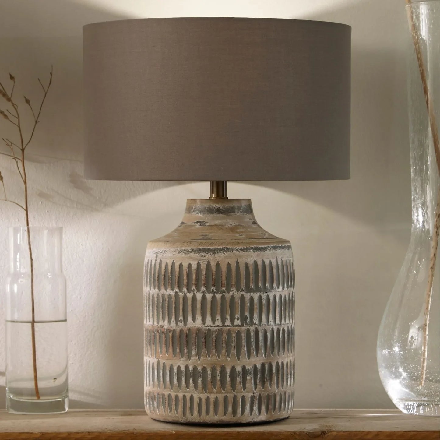Grayvon Grey-Washed Mango Wood Lamp Base