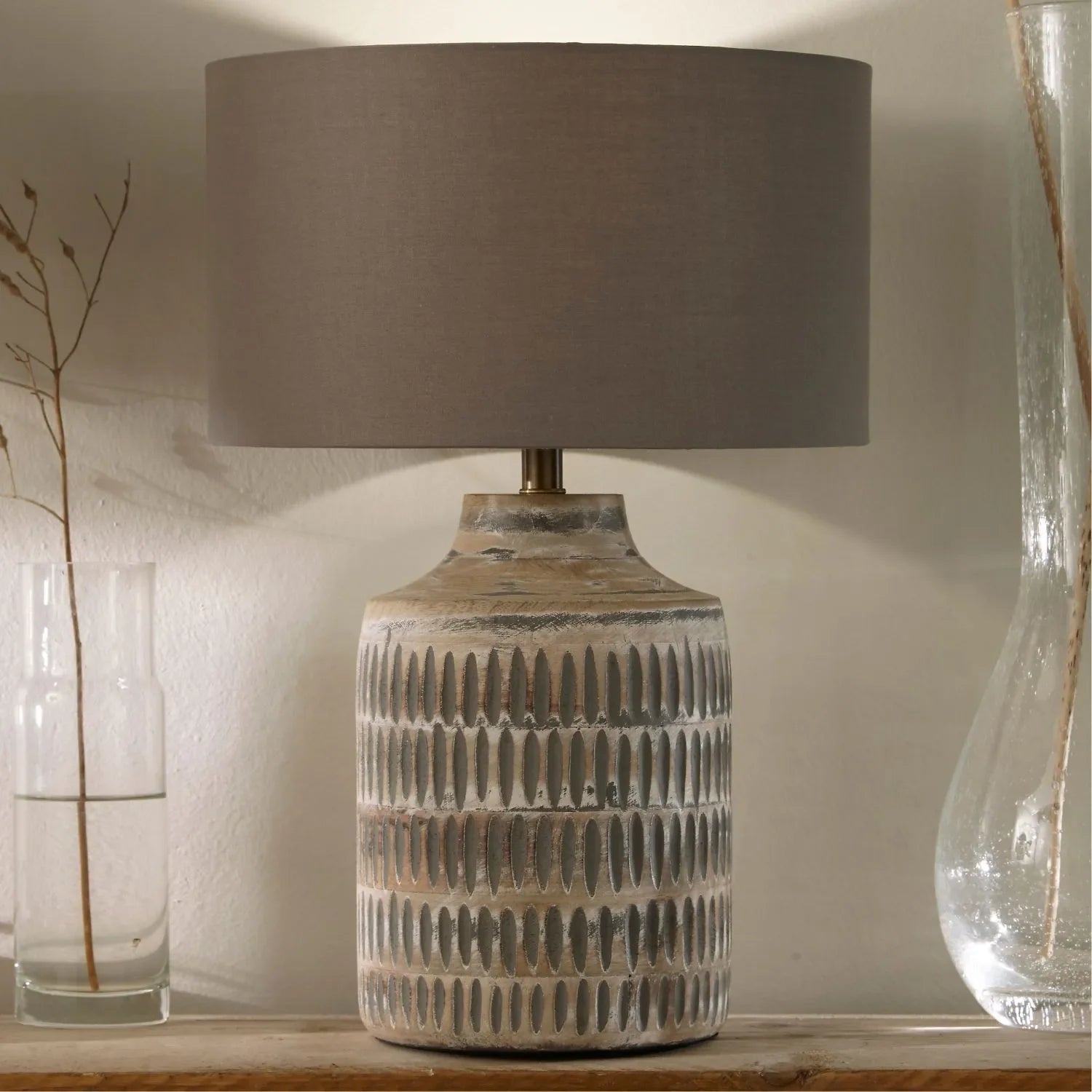 Grayvon Grey-Washed Mango Wood Lamp Base