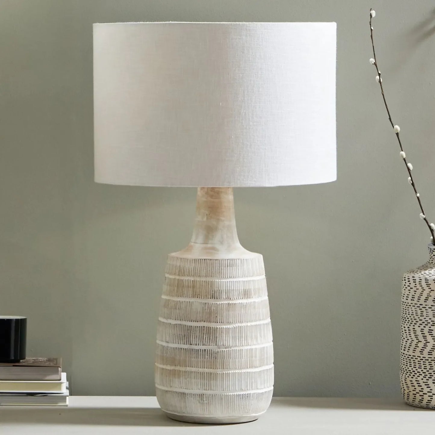 Grayvon Whitewashed Tall Bottle Lamp Base