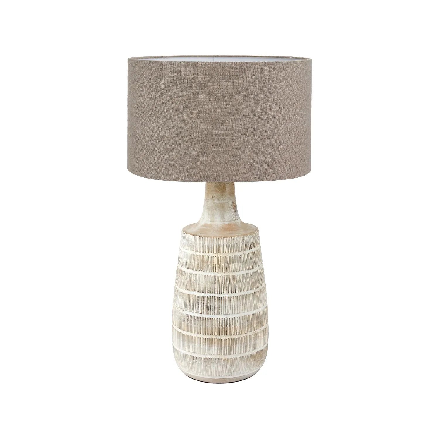 Grayvon Whitewashed Tall Bottle Lamp with Jute Shade