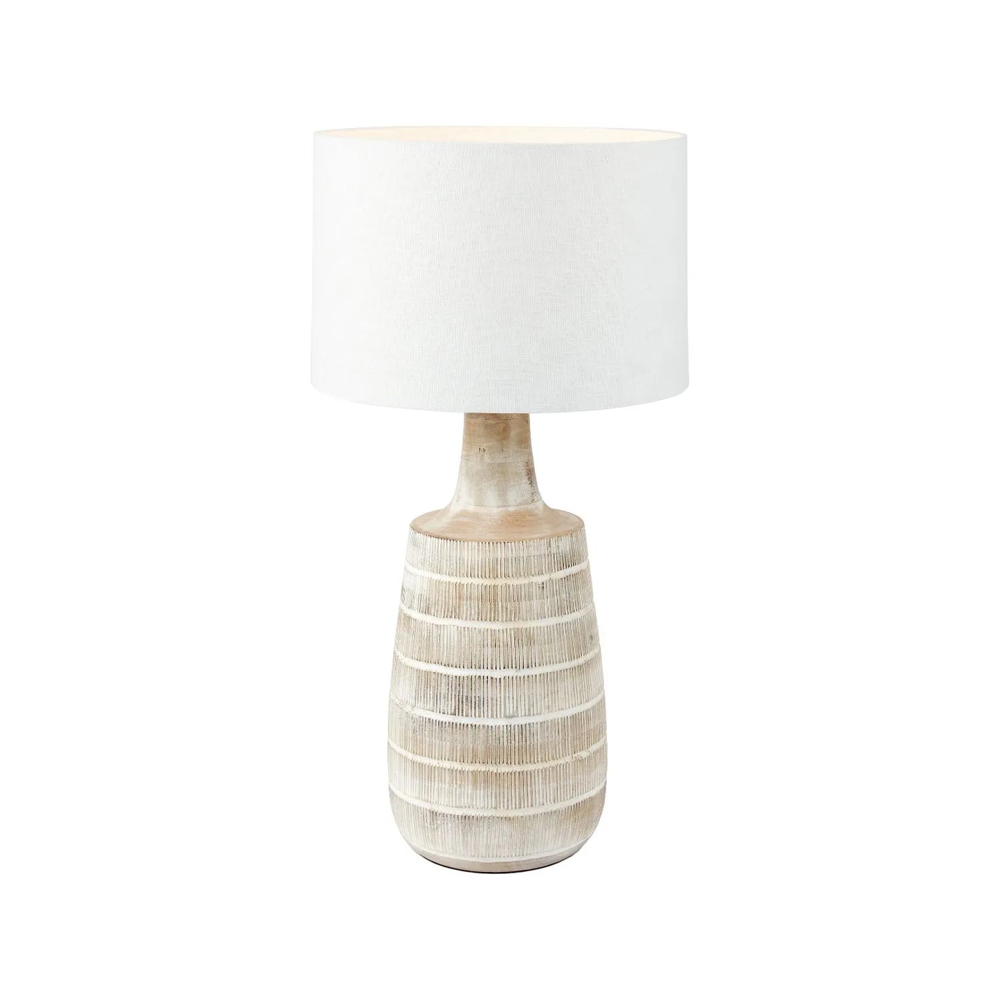 Grayvon Whitewashed Tall Bottle Lamp with White Shade